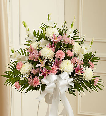 Heartfelt Sympathies Pink &amp; White Traditional Basket