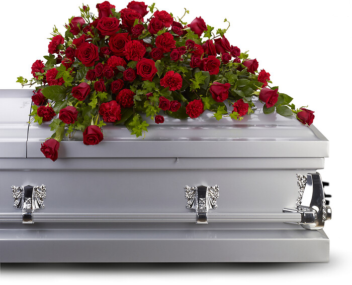 Red Rose Reverence Half Casket Spray