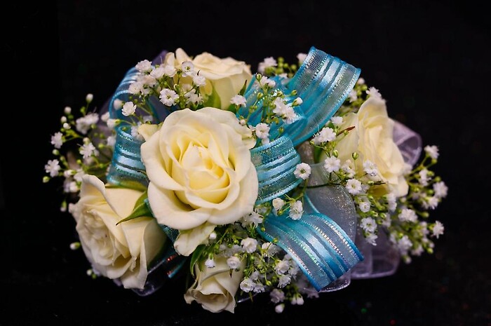 Five White Rose Corsage