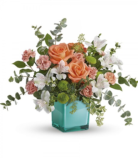 Sunset Splash Bouquet  *In Silver Cube*