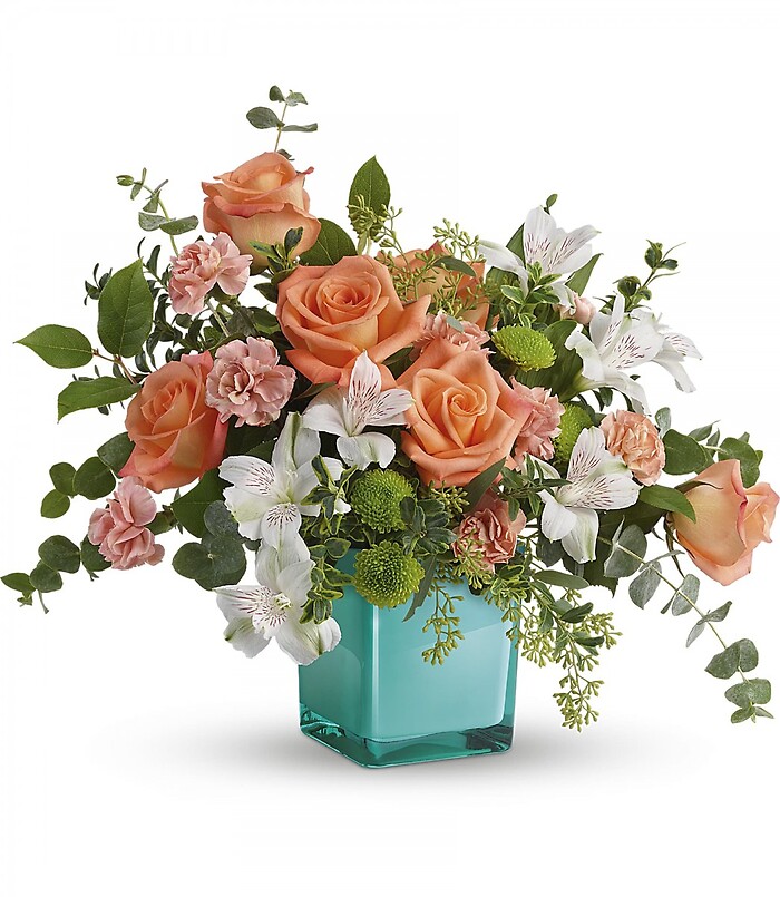 Sunset Splash Bouquet  *In Silver Cube*