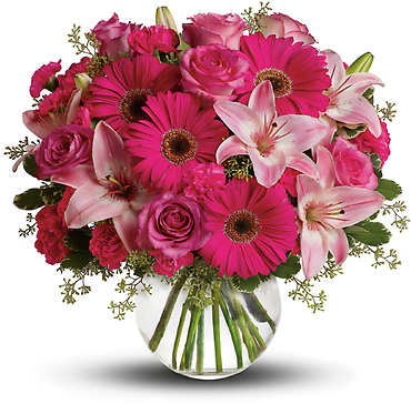 A Little Pink Me Up (available in taller 8\" vase only)