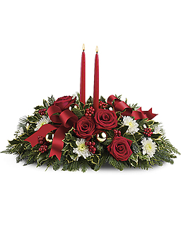 Holiday Shimmer Centerpiece - Double Candles