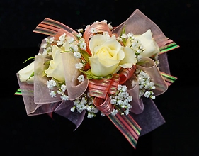 Four White Rose Corsage
