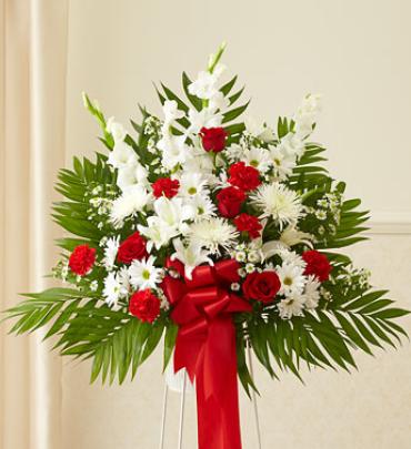 Heartfelt Sympathies Red & White Traditional Basket
