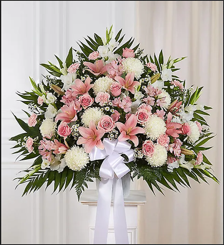 Heartfelt Sympathies Pink & White Traditional Basket