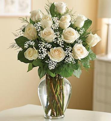 12 Premium White Roses