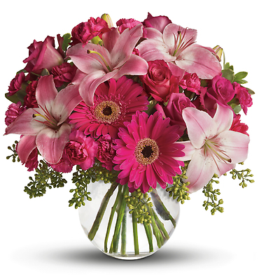A Little Pink Me Up (available in taller 8\" vase only)