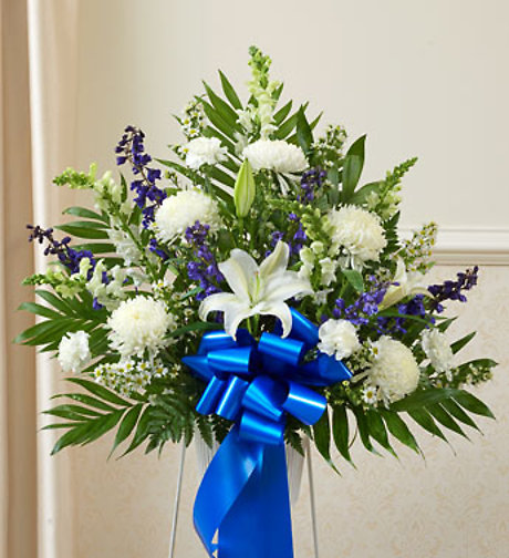 Heartfelt Sympathies Blue & White Traditional Basket