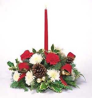 Holiday Shimmer Centerpiece - Single Candle